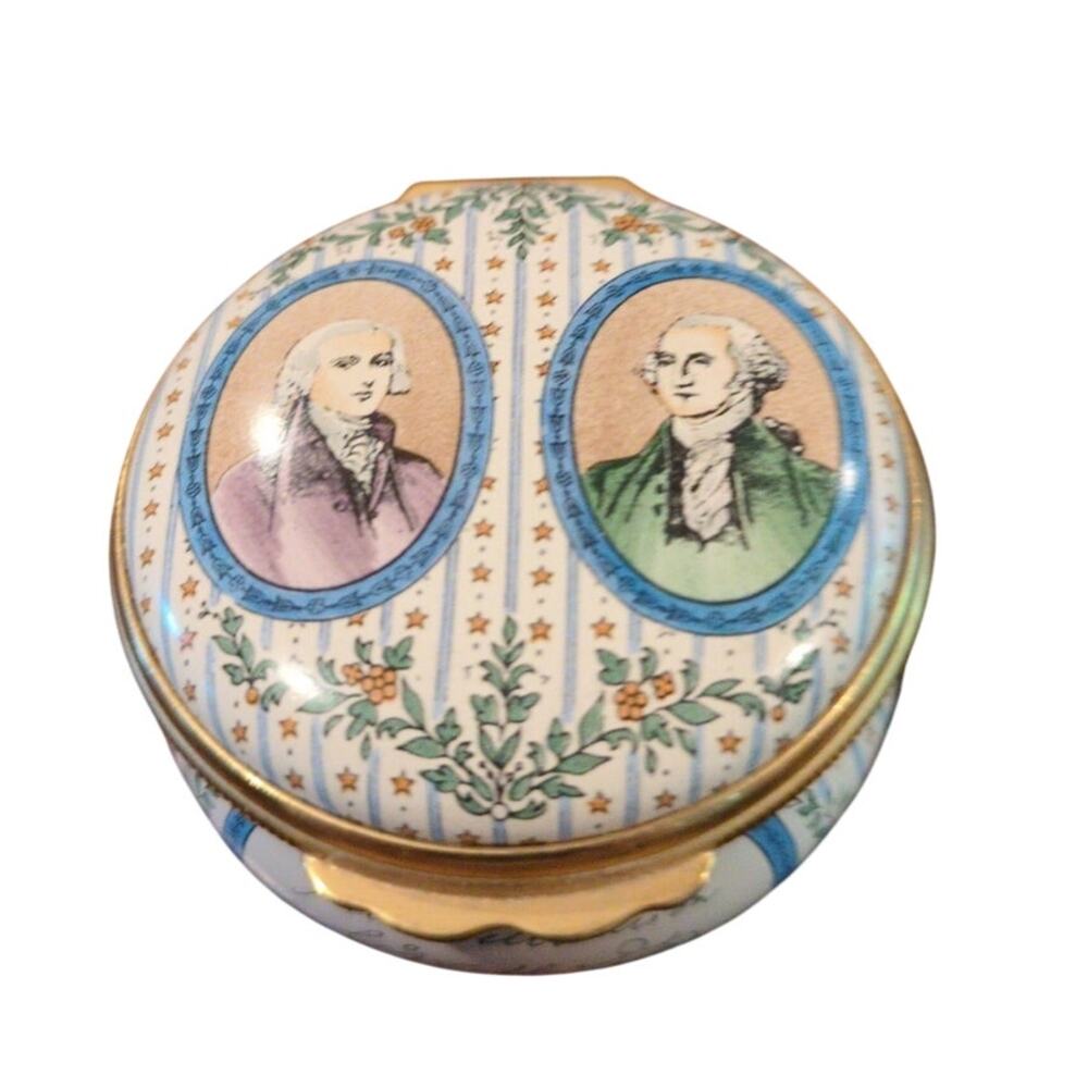 Halcyon Days Enamel Box 1976 Founding Fathers Washington Madison Dec of Independ